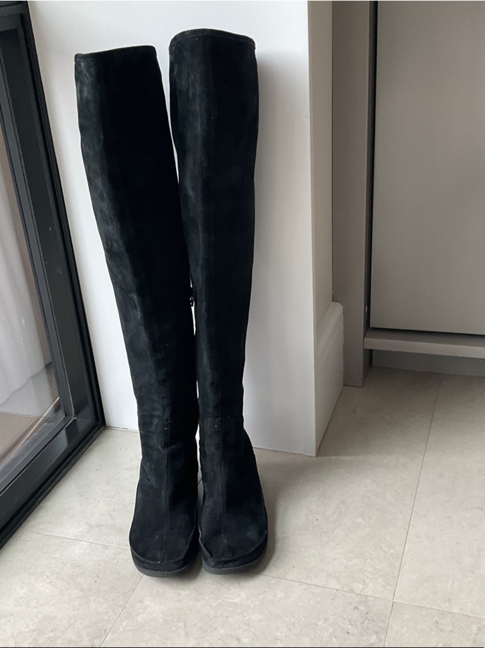 Tall Black Suede Women's Over-the-Knee Boots
